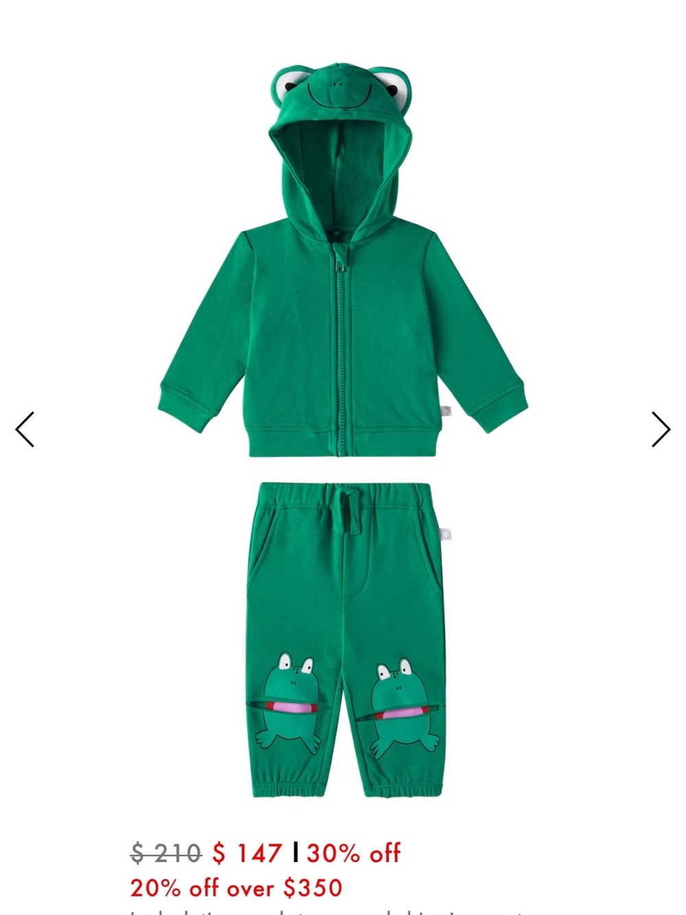 Stella McCartney Kids Green Frog Hoodie & Jogger Set
